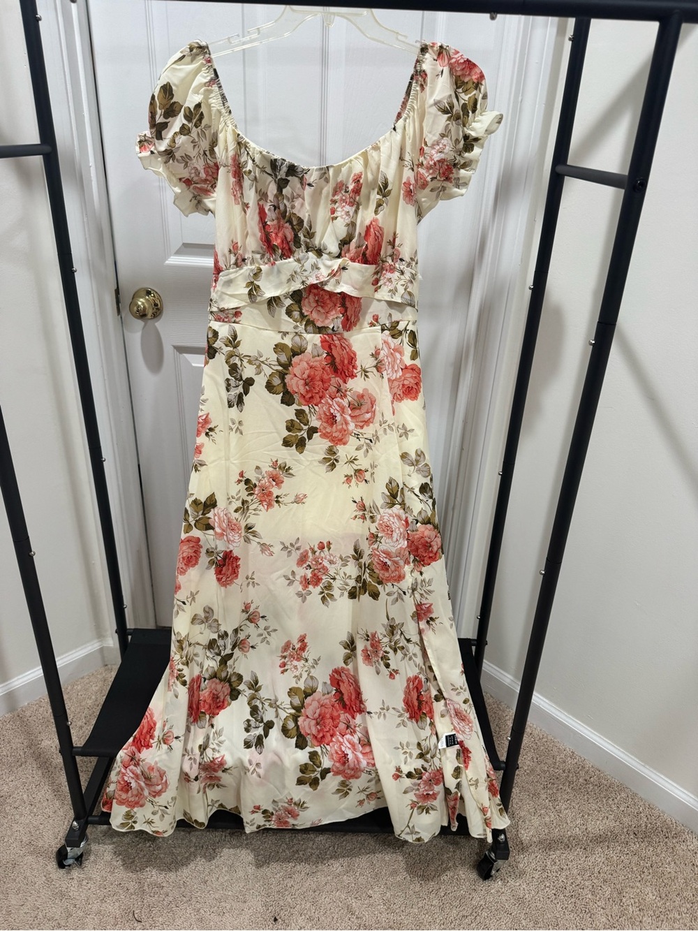 SHEIN Cream Maxi Dress with Pink Floral Print